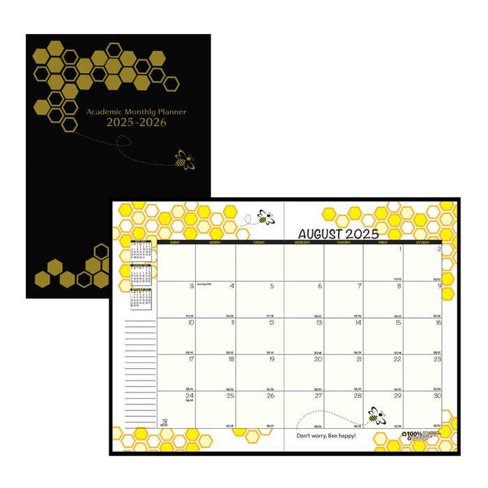 House of Doolittle Recycled Monthly Academic Planner, August 2025-July 2026, 7 x 10 Inches, Honeycomb Graphics