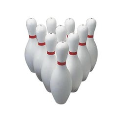 Poly Bowling Pins, Weighted, White, Set of 10