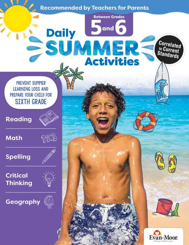 Image for Evan-Moor Daily Summer Activities Workbook, 144 Pages, Grades 5 to 6 from School Specialty
