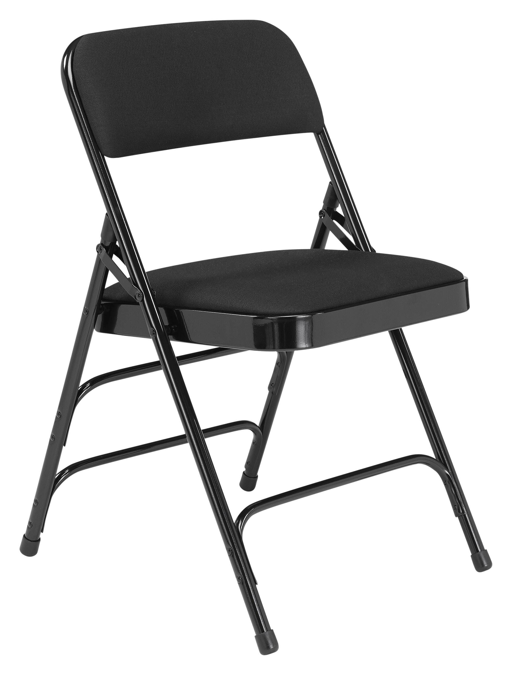National Public Seating 2300 Premium Folding Chair, Midnight Black Fabric, Black Frame, Set of 4, Item Number 2051321