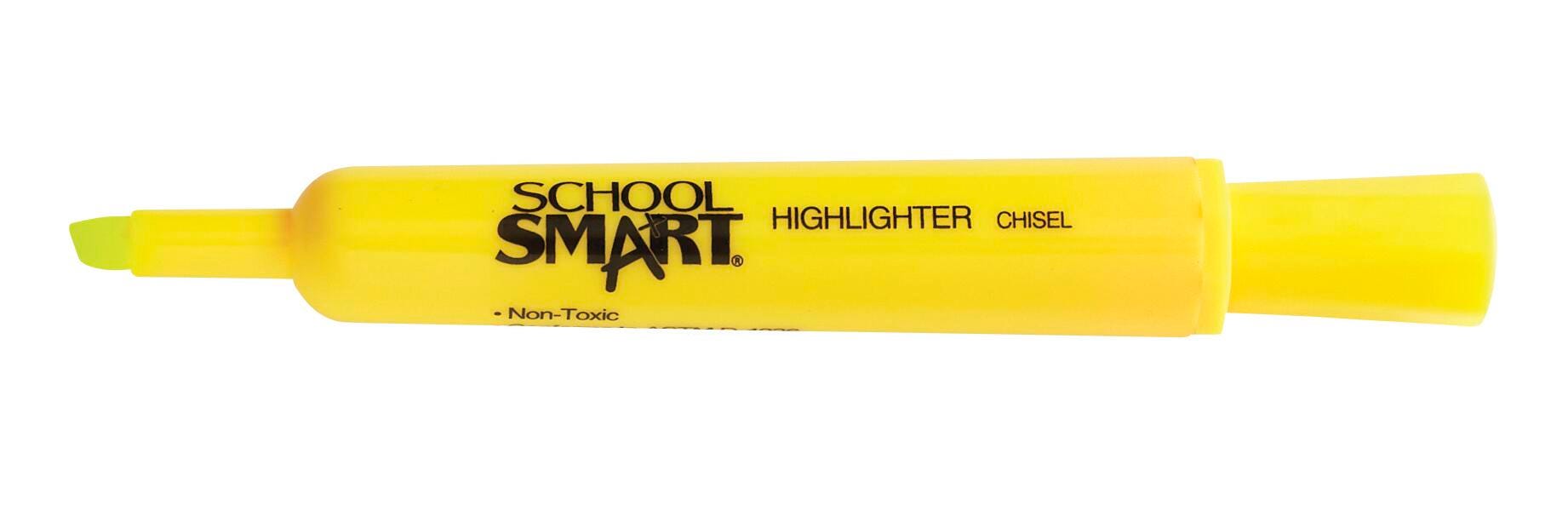 School Smart Tank Style Highlighters, Chisel Tip, Yellow, Pack of 20 1354256