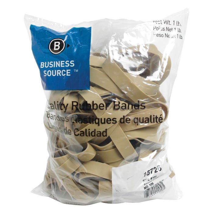 Business Source Rubber Bands, Size 105, 1 lb /BG, 5 x 5/8 Inches, Natural Crepe