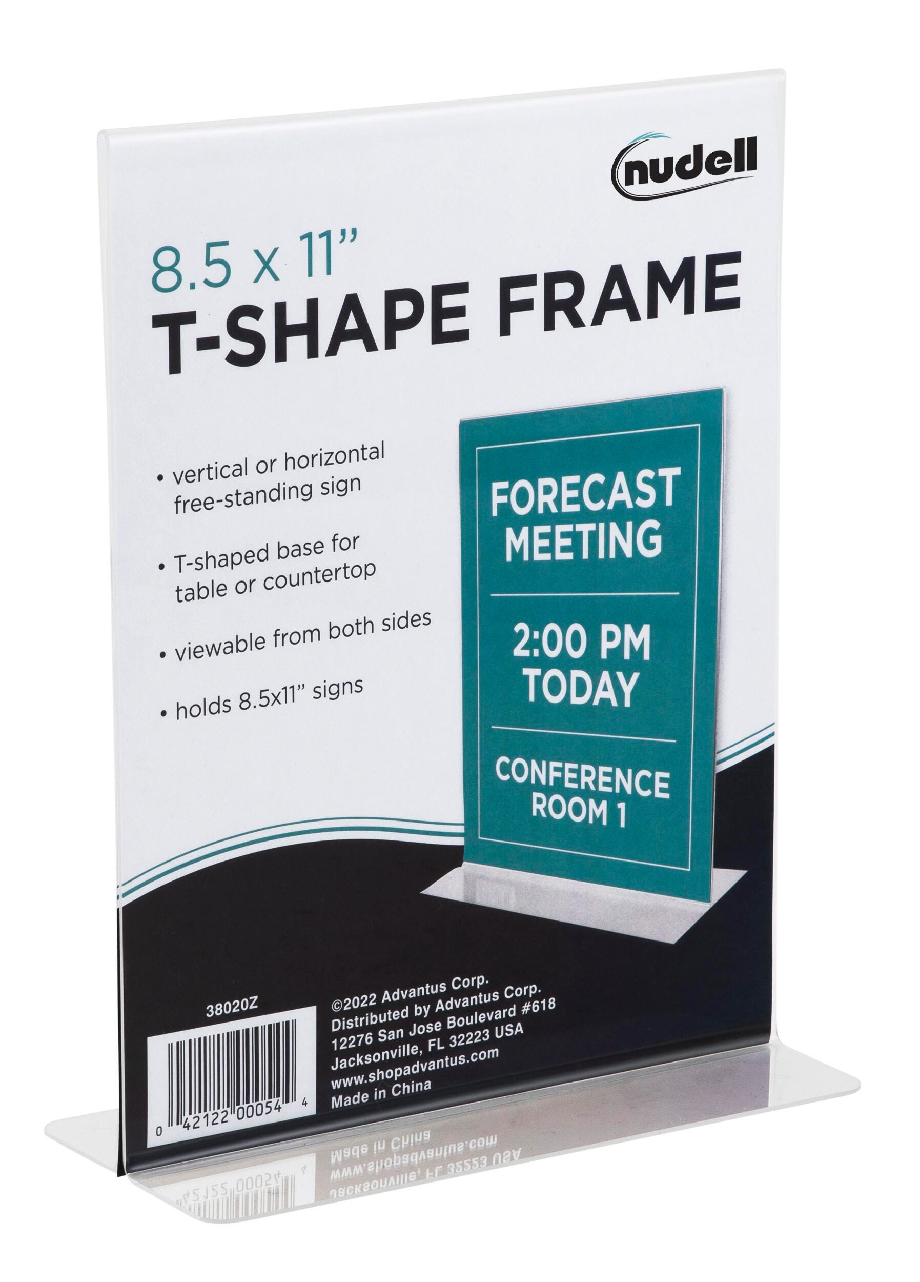 Nudell Sign Holder, T-Shape Style, 8.5 x 11 Inches, Each 2133345
