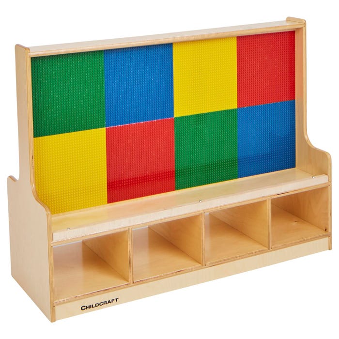 Childcraft Dual-Sided Building-Brick Activity Center, Standard Grid, Whiteboard, 39-1/2 x 14-1/4 x 30 Inches