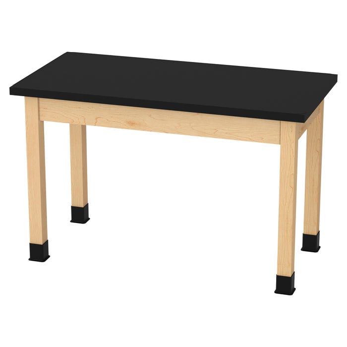 Diversified Woodcrafts Plain Apron Science Table, 48 X 24 X 30 Inches, ChemGuard Top, Black, Maple