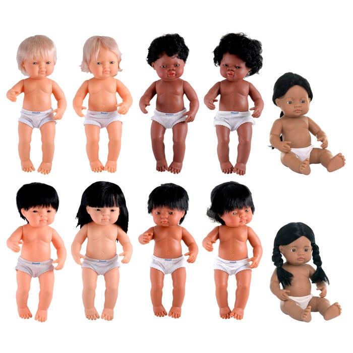 Miniland Multicultural Dolls, 15 Inches, Set of 10