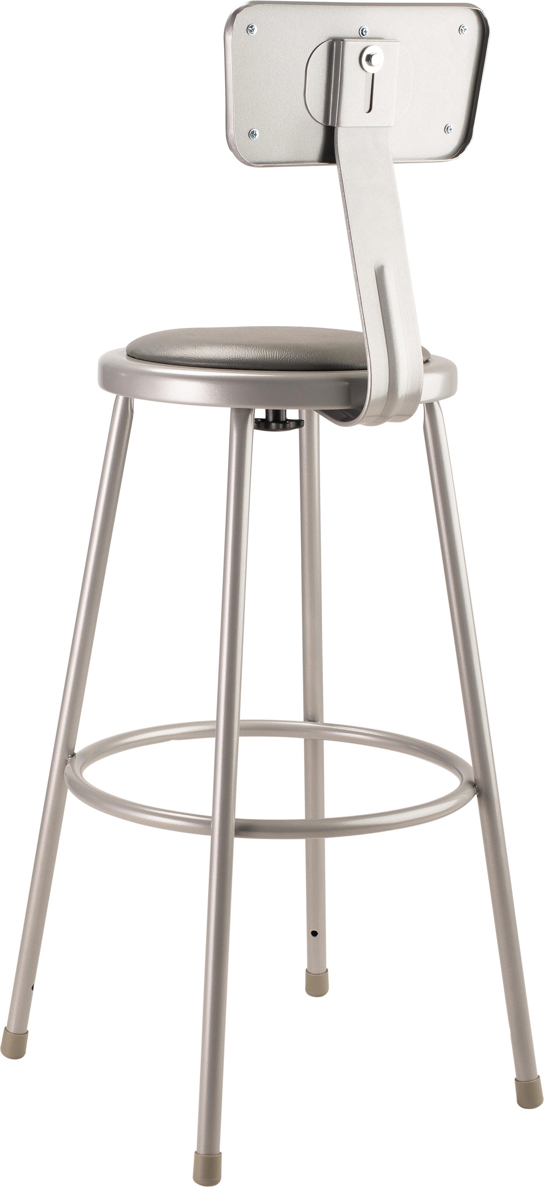 National Public Seating Heavy Duty Vinyl Padded Steel Stool With Backrest, 30 Inch, Gray 528568