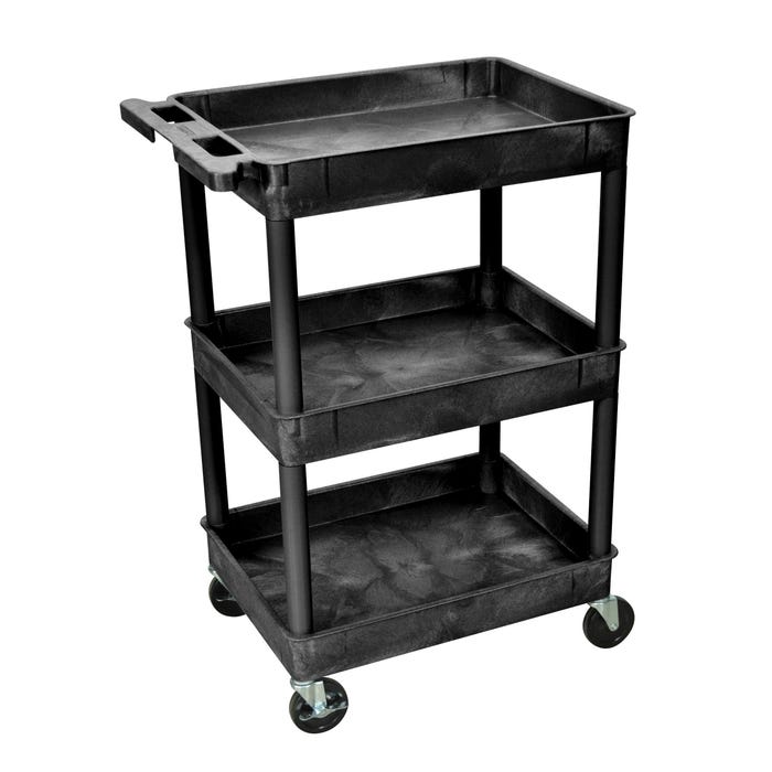 Luxor Multipurpose Utility Tub Cart with 3 Tub Shelves, 24 x 18 x 39-1/4 Inches, Black
