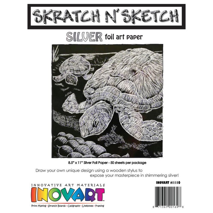 Inovart Silver Foil Scratch Paper, 8-1/2 x 11 Inches, 50 Sheets