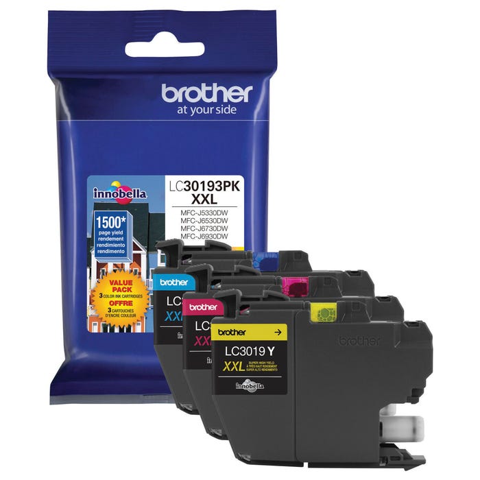 Brother LC30193PK Ink Toner Cartridge, Multi-Color, Pack of 3