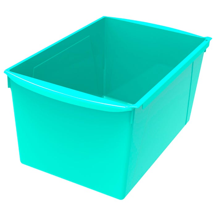 Storex Interlocking Book Bin, Double Wide, 14-1/2 x 9-1/5 x 7 Inches, Teal