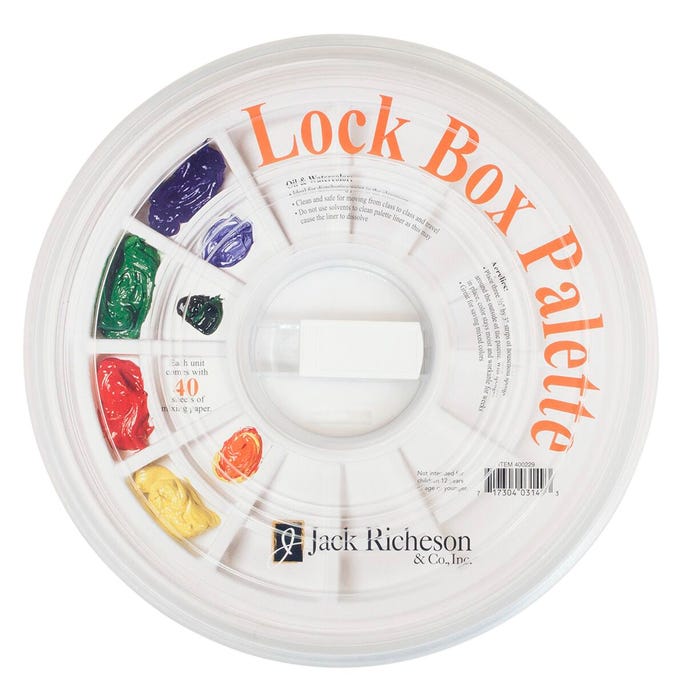 Jack Richeson Lock Box Palette System with Cover and 40 Paper Liners, White