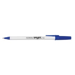 School Smart Round Stick Pen, Fine Tip, Blue, Pack of 12 038164