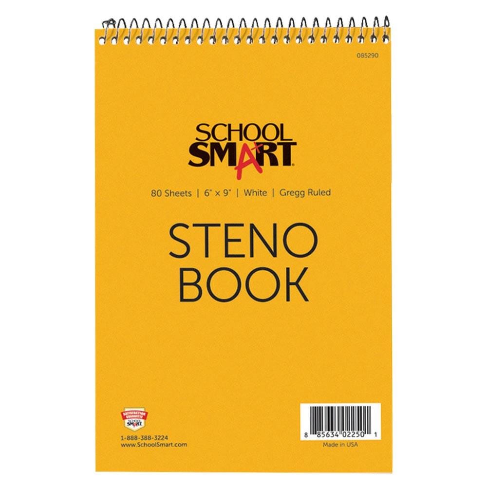 School Smart Gregg Ruled Steno Notebook, 6 x 9 Inches, White, 80 Sheets 085290