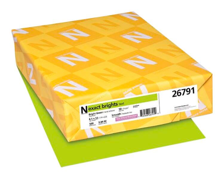 Exact Color Copy Paper, 8-1/2 x 11 Inches, 20 lb, Bright Green, 500 Sheets 087296