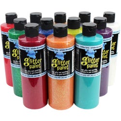 Chroma Washable Glitter Tempera Paint Set, Pint, Set of 12 Item Number 1465498