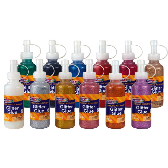 Creativity Street Washable Glitter Glue, 4 Ounces, Assorted Colors, Set of 12
