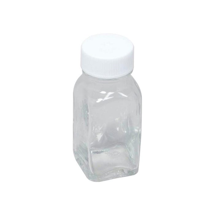 Delta Education Glass Bottle, Square, 1 Ounce with Cap