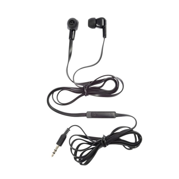 Califone E3 Stereo Earbuds with Inline Volume Control, 3.5mm Plug, Black