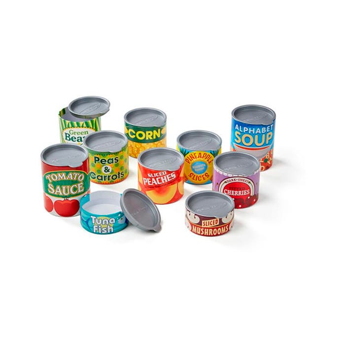 Melissa & Doug Let's Play House Grocery Cans with Lids, Set of 10