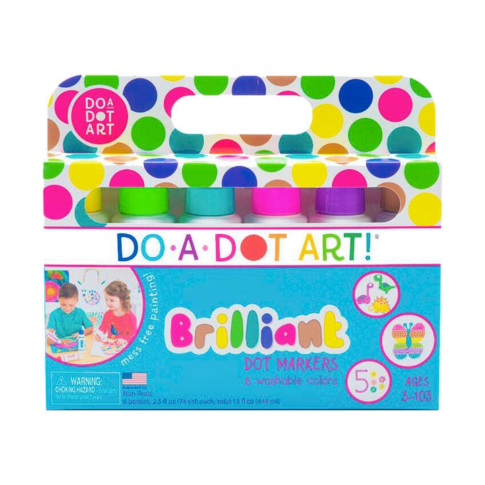 Do-A-Dot Art Paint Washable Markers, Standard Dauber Tip, Assorted Brilliant Colors, Set of 6