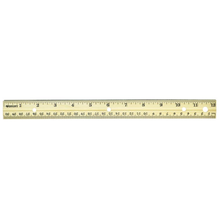 Westcott Wood Ruler with Metal Edge, 12 Inches, Natural, Pack of 36