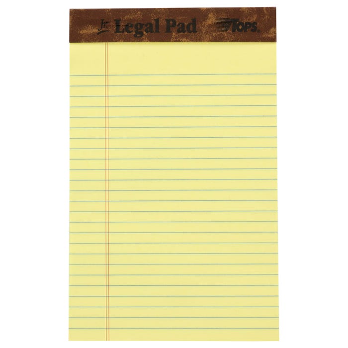 TOPS Legal Pads, 5 x 8 Inches, Narrow Ruled, Canary, 50 Sheets, Pack of 12