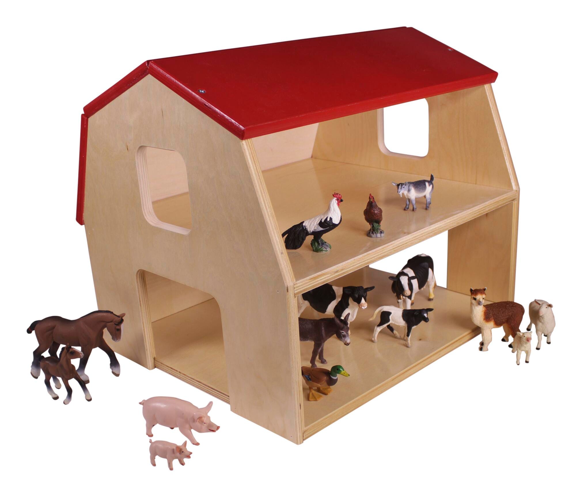 Image for Childcraft Big Red Barn Farm Set, Wooden Barn Toy, Animal Figurines, 16 Pieces from School Specialty