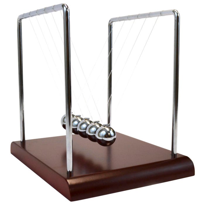 Eisco Labs Newton's Cradle with Red Wood Base