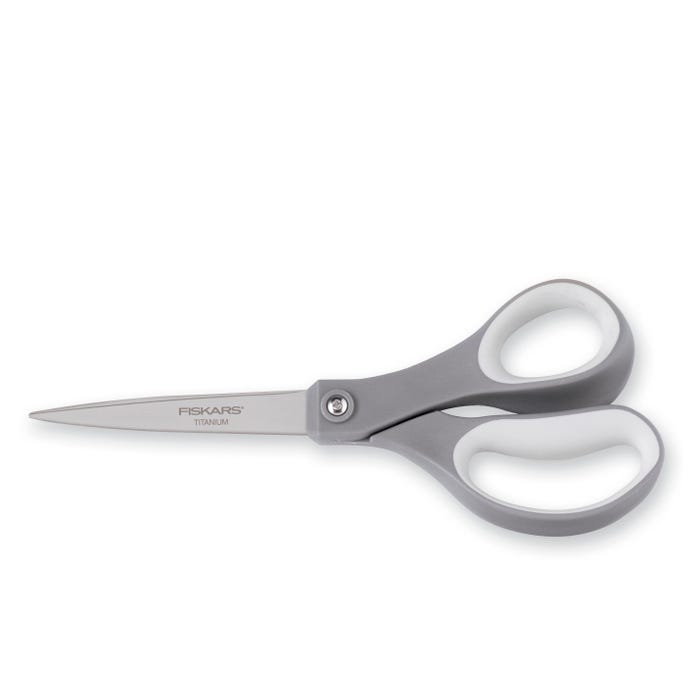 Fiskars Softgrip Titanium Contoured Straight Scissors, 8 Inches, Silver