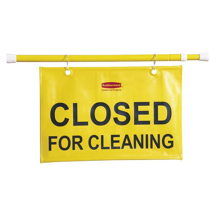 Rubbermaid Hanging Safety Sign, 49-1/2 Inches, Closed for Cleaning, Yellow