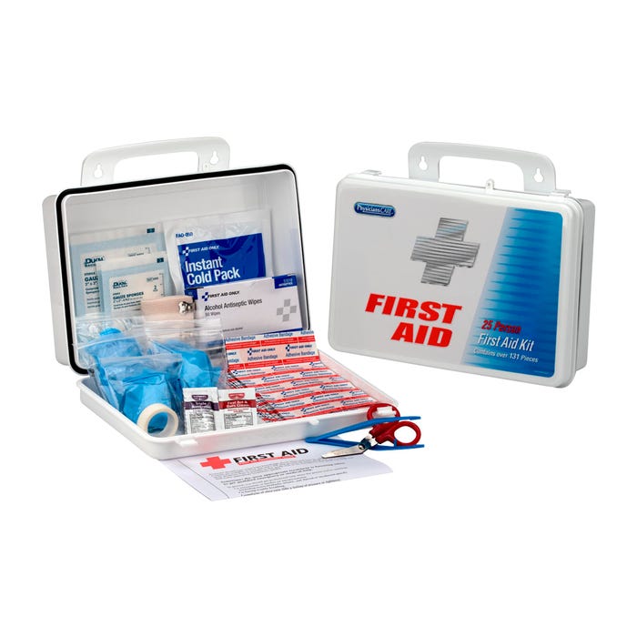 Acme 113-Piece First Aid Station for 25 People, 10 X 7 X 3 in, Plastic, White