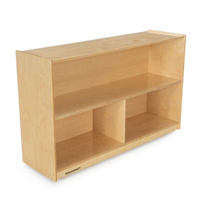 Childcraft Mobile 3-Compartment Storage Unit for Classrooms, Wooden, 47-3/4 x 14-1/4 x 30 Inches