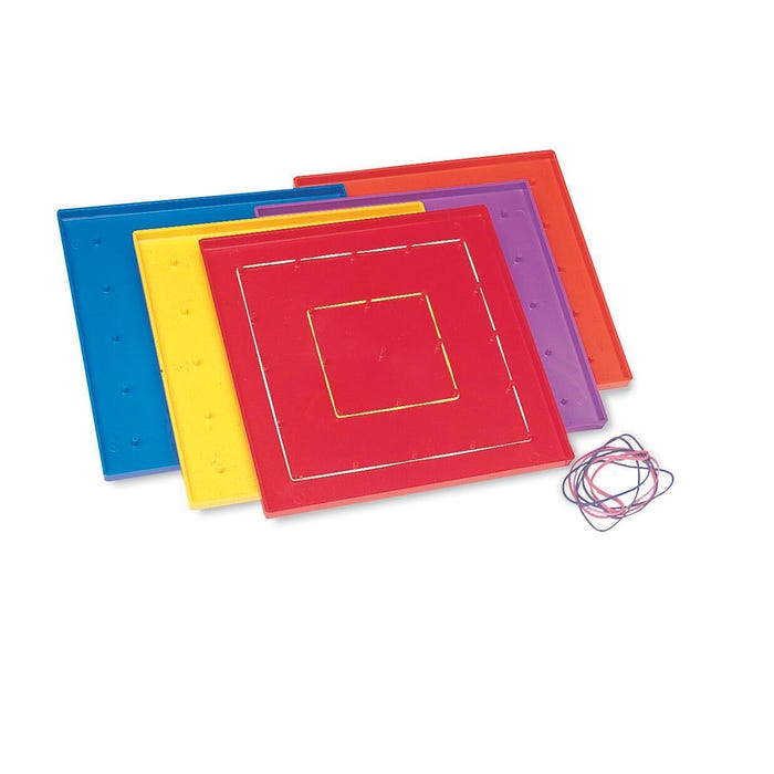 Learning Resources 5 x 5 Pin Geoboards, Assorted Colors, Set of 10