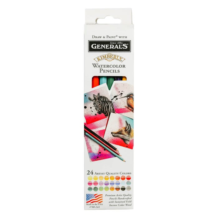General's Kimberly Watercolor Pencils, Assorted Colors, Set of 24