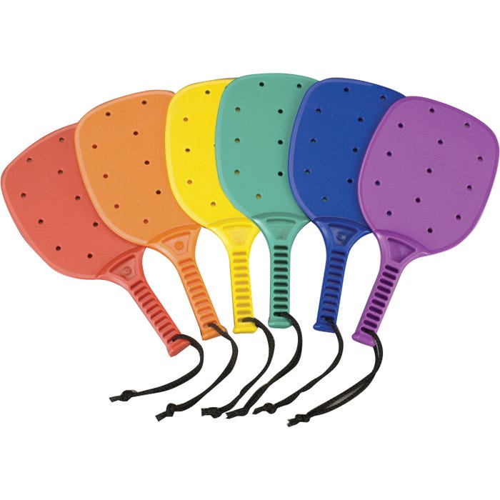 Champion Sports Plastic Paddleball Racket Set, 14 Inches, Assorted Colors, Set of 6