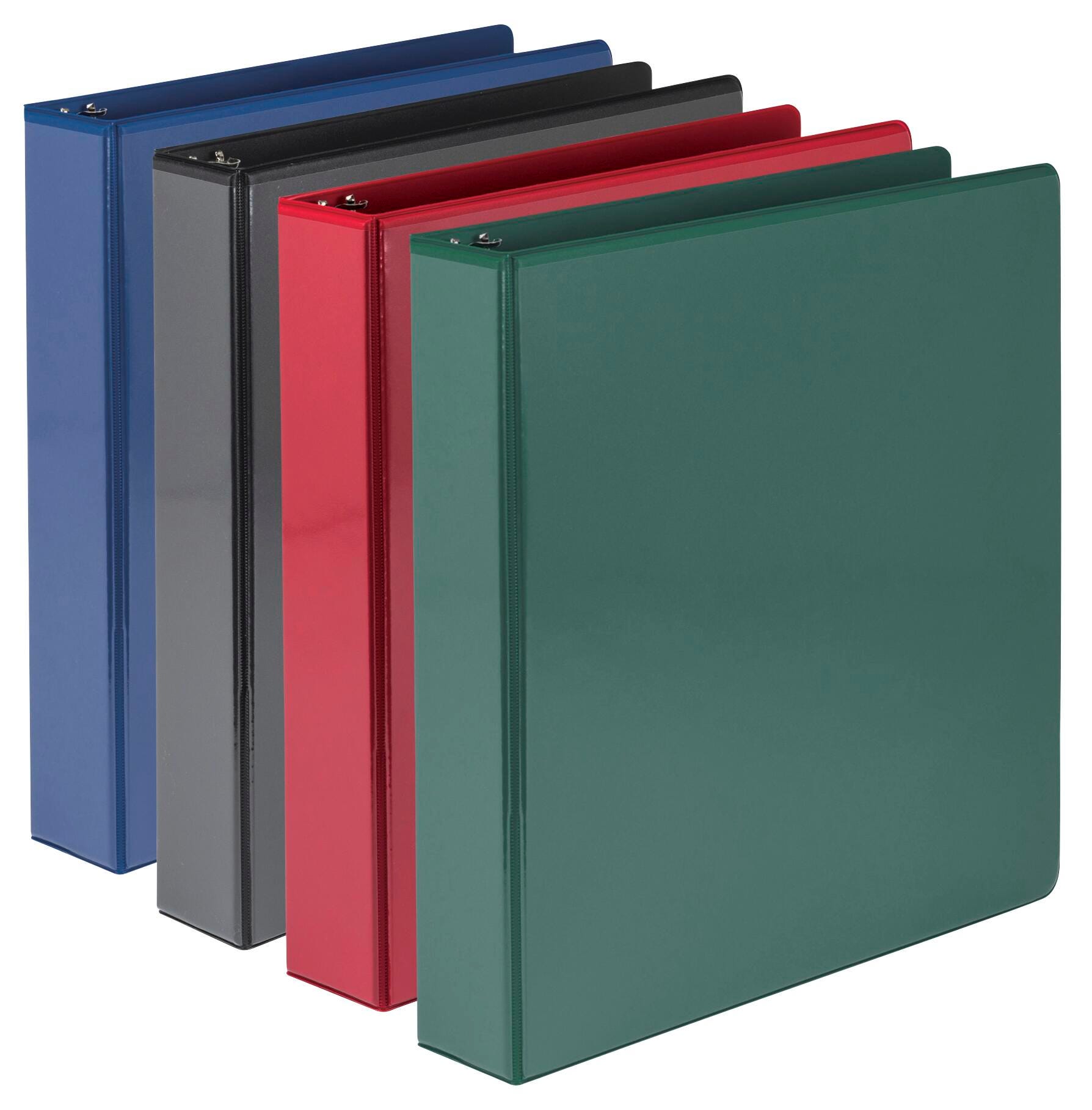 Samsill Durable View Binders, D-Ring, 1-1/2 Inch, Basic Colors, Pack of 4 2130286