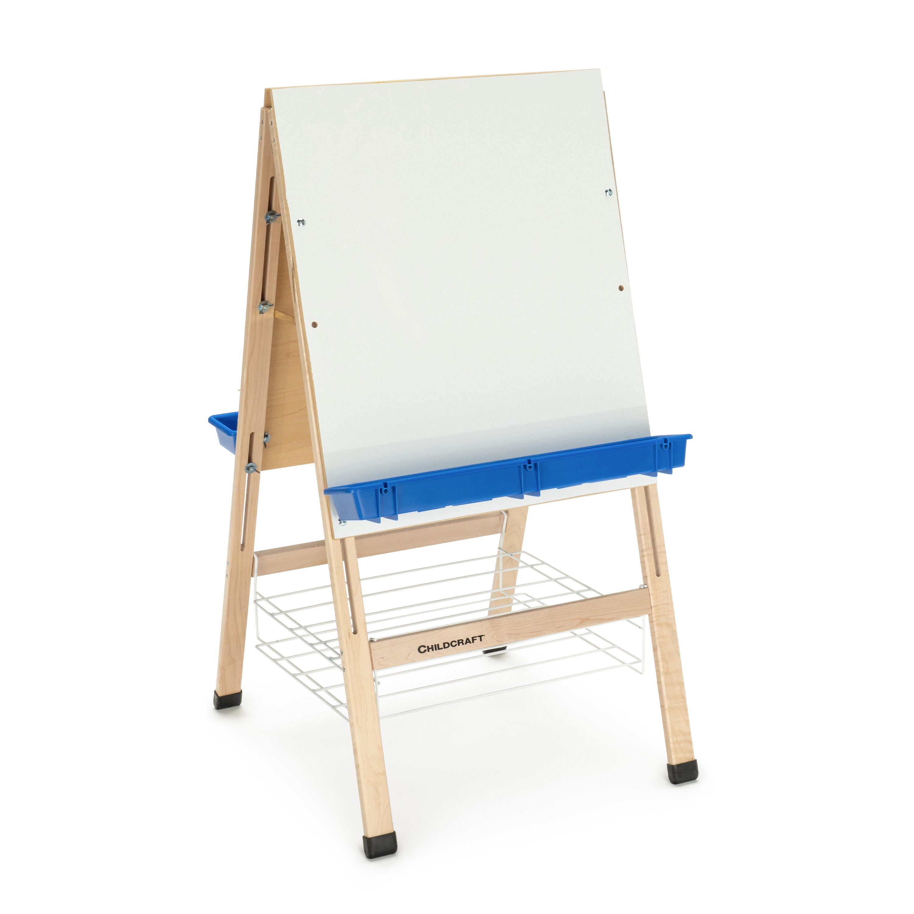Childcraft Double Adjustable Easel, Dry Erase Panels, Drying Rack, 24 x 26-5/8 x 44-1/2 Inches 296312