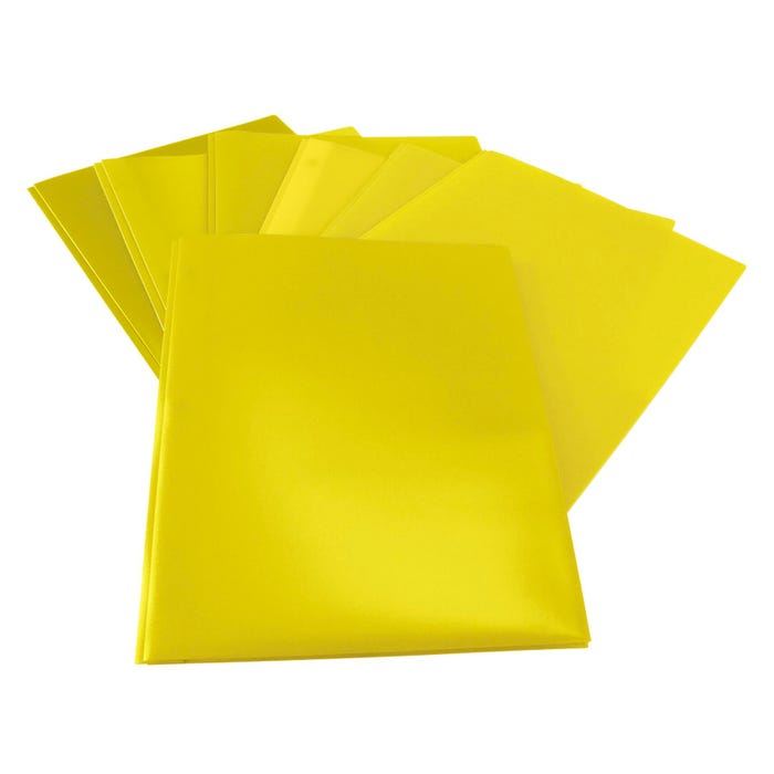 School Smart 2-Pocket Poly Folders with Fasteners, Yellow, Pack of 25