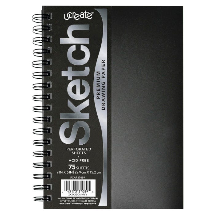 UCreate Poly Cover Sketch Book, Heavyweight, 9 x 6 Inches, 75 Sheets