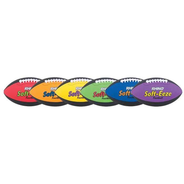 Champion Sports RHINO Soft EEZE Footballs, Assorted Colors, Set of 6