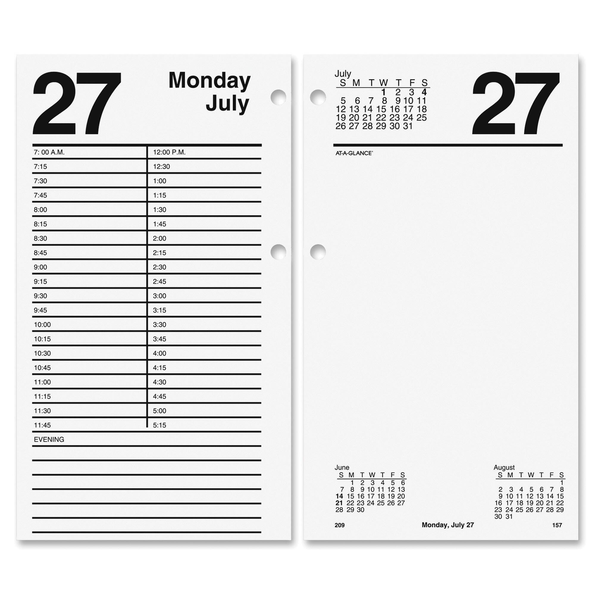 At-A-Glance E210 Large Daily Desk Calendar Refill for E21 Base, 4-1/2 x 8 Inches, Item Number 1053114