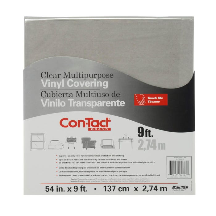 Con-Tact Multi-Purpose Vinyl Mat, 54 Inches x 9 Feet, Clear