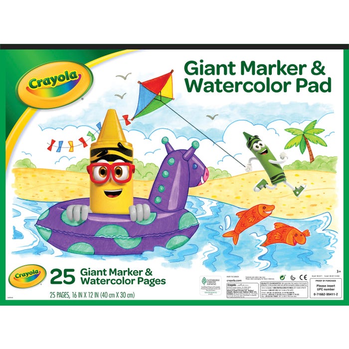 Crayola Giant Marker and Watercolor Pad, 16 x 12 Inches, 25 Sheets