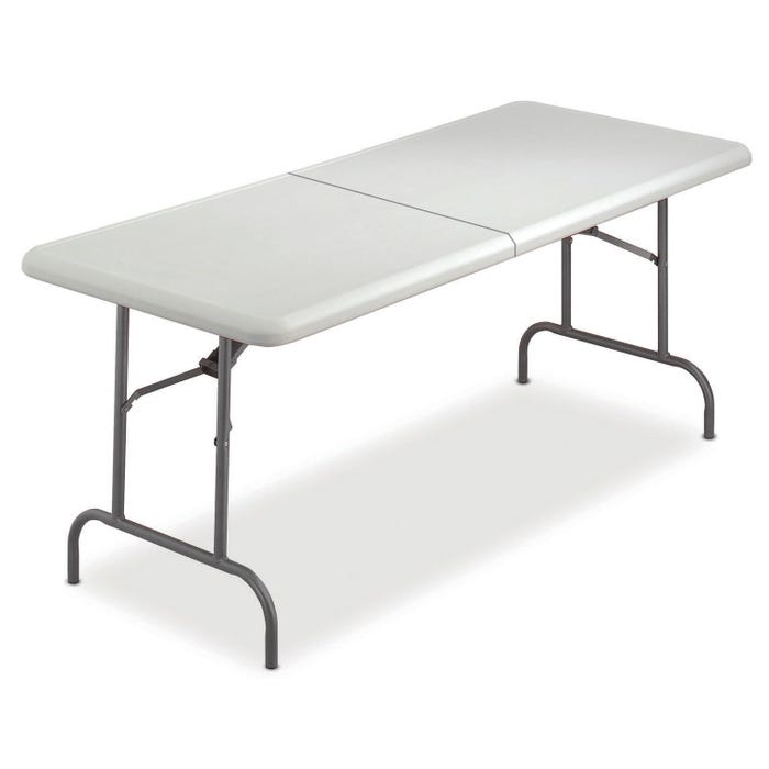 Iceberg IndestrucTable TOO Bifold Table, 60 x 30 x 29 Inches, Polyethylene, Platinum