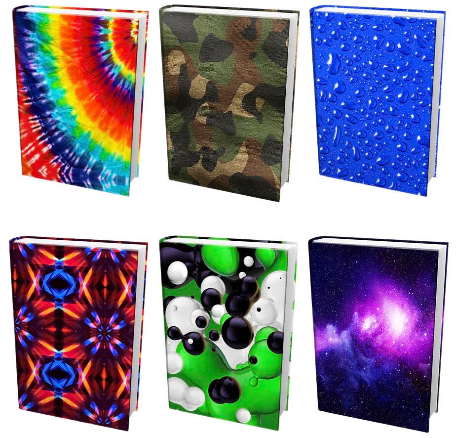 Image for Book Sox Stretchable Fabric Book Cover, Jumbo, Assorted Prints, Pack of 48 from School Specialty