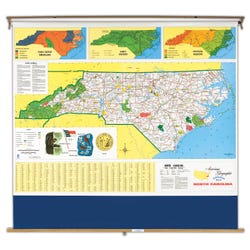 Nystrom North Carolina Pull Down Roller Classroom Map, 64 x 50 Inches, Item Number 088636