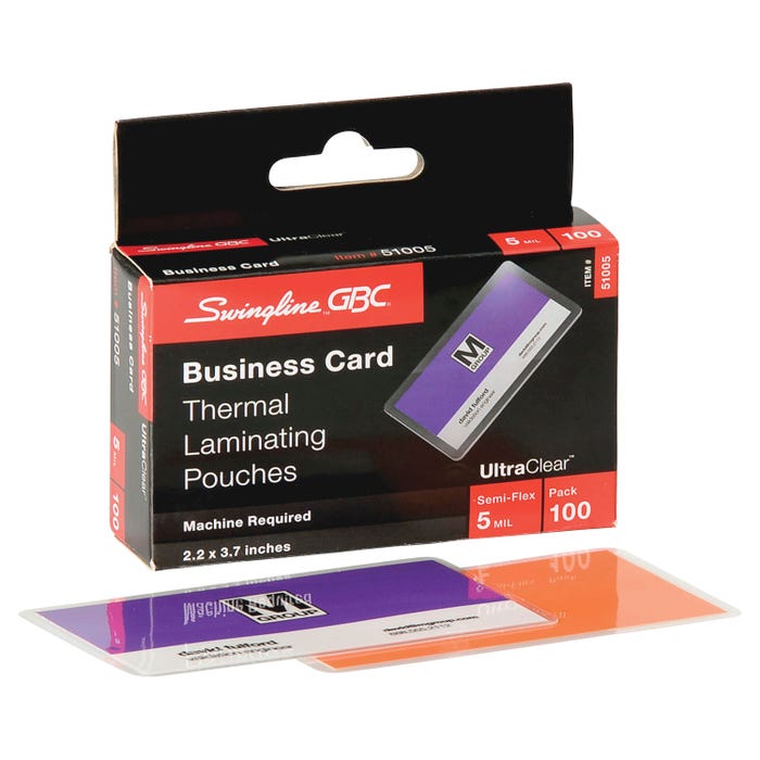 Swingline Laminated Bus Card Pouches, 5Mil, 2-3/16 x 3-11/16 Inches, Pack of 100, CL