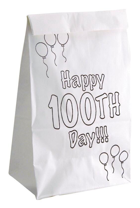 Hygloss Happy 100th Day Bags, Pack of 25, Item Number 1559550