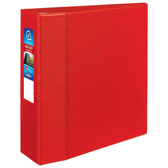 Avery Heavy Duty Binder, 4 Inch D-Ring, Red